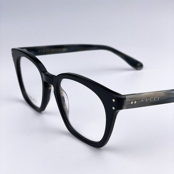 NEW GUCCI LOGO GG0572O 009 Black Gray Square Unisex Eyeglasses - Picture 5 of 11